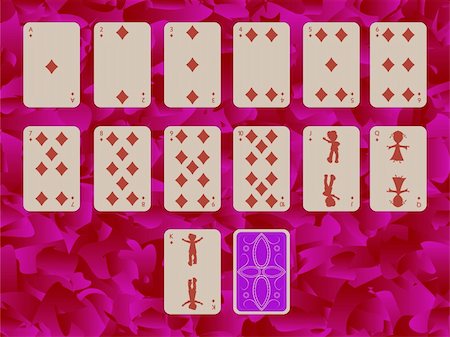 face cards queen - suit of diamonds playing cards on purple background, abstract art illustration Stock Photo - Budget Royalty-Free & Subscription, Code: 400-05334389