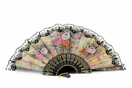 Traditional asian fan isolated in white Stock Photo - Budget Royalty-Free & Subscription, Code: 400-05334828