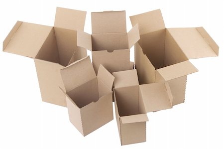 open brown cardboard boxes on white background Stock Photo - Budget Royalty-Free & Subscription, Code: 400-05334937