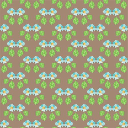 simsearch:400-05685192,k - Handpainted seamless vector pattern with blue flowers and green leaves on a brown background Stock Photo - Budget Royalty-Free & Subscription, Code: 400-05335246