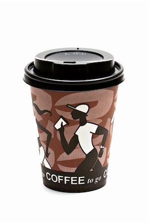 simsearch:400-05336522,k - A coffee to go paper cup to takeout isolated on white seamless background Stock Photo - Budget Royalty-Free & Subscription, Code: 400-05336522