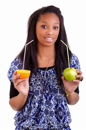 Young black girl holding fruits Stock Photo - Budget Royalty-Free & Subscription, Code: 400-05337118