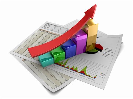 simsearch:400-06105507,k - 3d illustration of rising charts with red arrow Stock Photo - Budget Royalty-Free & Subscription, Code: 400-05337345