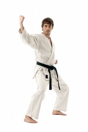 simsearch:400-05908874,k - Karate male fighter young isolated on white background Stock Photo - Budget Royalty-Free & Subscription, Code: 400-05337570