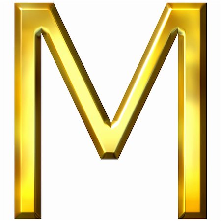 simsearch:400-04543513,k - 3d golden letter M isolated in white Stock Photo - Budget Royalty-Free & Subscription, Code: 400-05337834