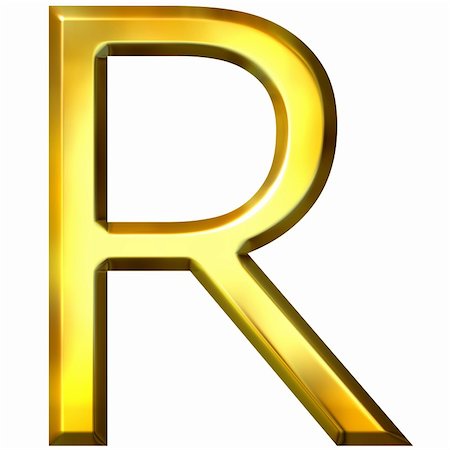 simsearch:400-04543513,k - 3d golden letter R isolated in white Stock Photo - Budget Royalty-Free & Subscription, Code: 400-05337836