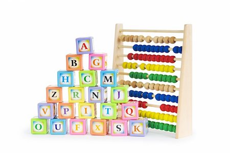 simsearch:600-02346205,k - Alphabet blocks and abacus isolated on white Stock Photo - Budget Royalty-Free & Subscription, Code: 400-05338801