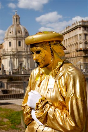 drama faces happy and sad - A street performer posing for tourists, Rome, Italy. Stock Photo - Budget Royalty-Free & Subscription, Code: 400-05339042