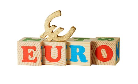 simsearch:600-02346205,k - alphabet wood blocks forming the word Euro isolated on a white background Stock Photo - Budget Royalty-Free & Subscription, Code: 400-05339254