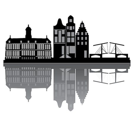 Amsterdam skyline with buildings and bridge Stock Photo - Budget Royalty-Free & Subscription, Code: 400-05339382