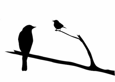 sparrow tattoo designs - vector silhouette of the bird on branch Stock Photo - Budget Royalty-Free & Subscription, Code: 400-05330274