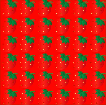 strawberry illustration - strawberry seamless texture on red background Stock Photo - Budget Royalty-Free & Subscription, Code: 400-05331253