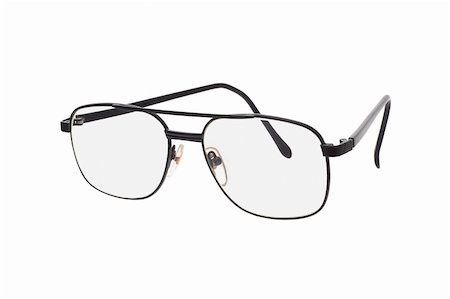 simsearch:400-07774329,k - Black metal frame old fashion spectacles on white background Stock Photo - Budget Royalty-Free & Subscription, Code: 400-05333583