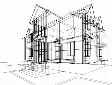sketch of house. Illustration of 3d construction Stock Photo - Budget Royalty-Free & Subscription, Code: 400-05333728