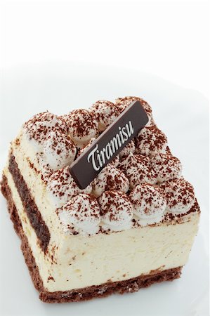 simsearch:400-05173009,k - Tasty pastry tiramisu on the white plate Stock Photo - Budget Royalty-Free & Subscription, Code: 400-05333846