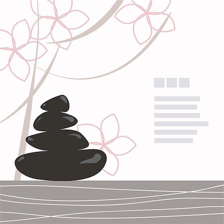 Spa background of black pebble decorated with flowers Stock Photo - Budget Royalty-Free & Subscription, Code: 400-05344197