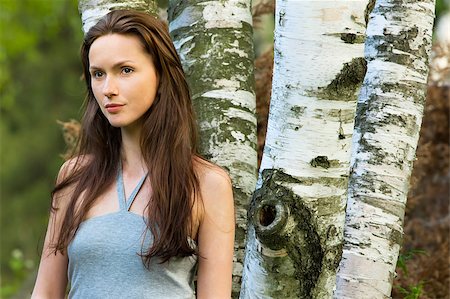 Girl in a birch grove Stock Photo - Budget Royalty-Free & Subscription, Code: 400-05346919
