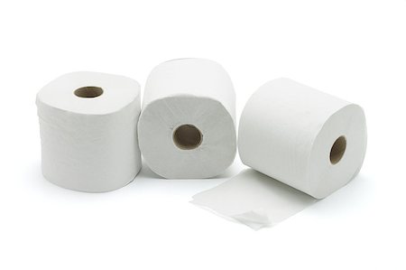 simsearch:400-05370670,k - Three toilet rolls on white background Stock Photo - Budget Royalty-Free & Subscription, Code: 400-05347384