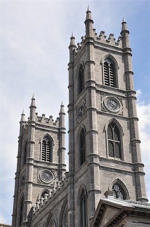 statues on building top - Notre Dame Cathedral in Montreal, Quebec in Canada Stock Photo - Budget Royalty-Free & Subscription, Code: 400-05347798