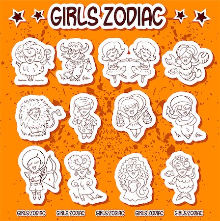 Girls zodiac icons horoscope sign Photographie de stock - Aubaine LD & Abonnement, Code: 400-05348407