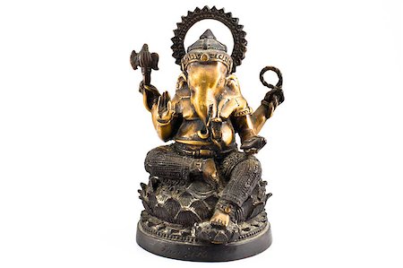 elephant god - Ganesh brass sit on lotus isolated Stock Photo - Budget Royalty-Free & Subscription, Code: 400-05348509