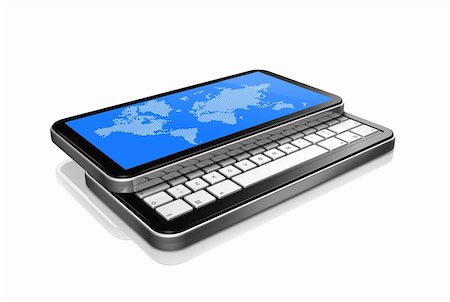 simsearch:400-04376796,k - 3D mobile phone, pda isolated on white with worldmap on screen. 2 clipping path : one for the phone and one for screen. Foto de stock - Super Valor sin royalties y Suscripción, Código: 400-05349878