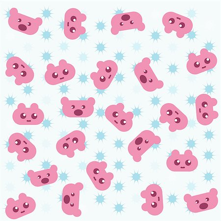 set of pink teddy bear on blue background wallpaper Stock Photo - Budget Royalty-Free & Subscription, Code: 400-05340293