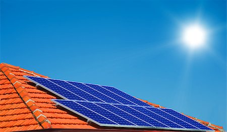 solar panel home - Solar panels on the roof of modern house Stock Photo - Budget Royalty-Free & Subscription, Code: 400-05340731