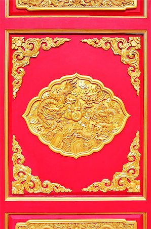 golden dragon decorated on red wood in chinese temple,Nonthaburi Province,Thailand Photographie de stock - Aubaine LD & Abonnement, Code: 400-05340928