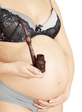 pregnant woman holds tube for the smoking Stock Photo - Budget Royalty-Free & Subscription, Code: 400-05341071