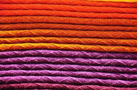 ecuador otavalo market - Stack of traditional woven alpaca blankets in orange and purple Stock Photo - Budget Royalty-Free & Subscription, Code: 400-05341865