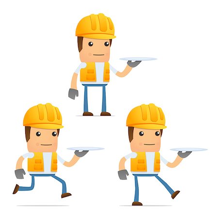 engineers hat cartoon - set of funny cartoon builder in various poses for use in presentations, etc. Foto de stock - Super Valor sin royalties y Suscripción, Código: 400-05341944