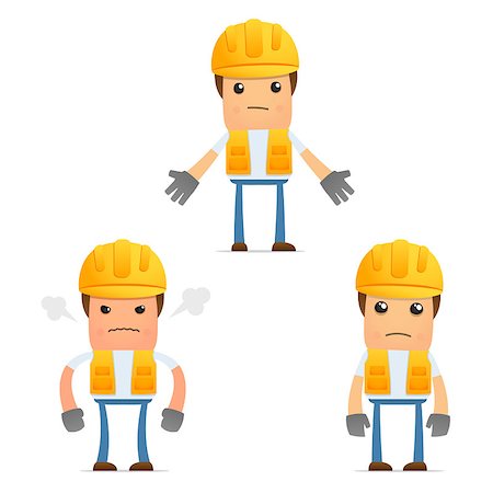 engineers hat cartoon - set of funny cartoon builder in various poses for use in presentations, etc. Foto de stock - Super Valor sin royalties y Suscripción, Código: 400-05341951