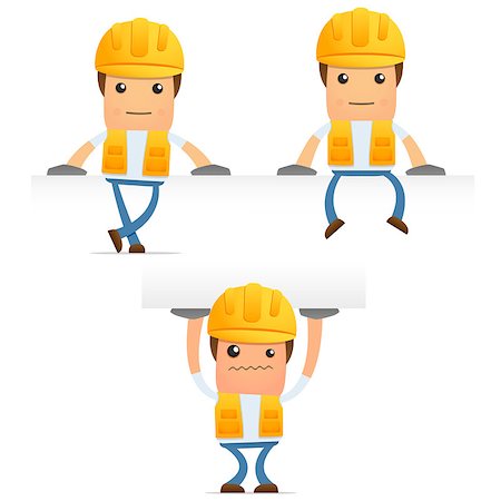 engineers hat cartoon - set of funny cartoon builder in various poses for use in presentations, etc. Foto de stock - Super Valor sin royalties y Suscripción, Código: 400-05341971