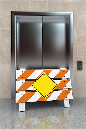 simsearch:400-04317268,k - Broken elevator concept with construction barrier and blank sign Stock Photo - Budget Royalty-Free & Subscription, Code: 400-05342533