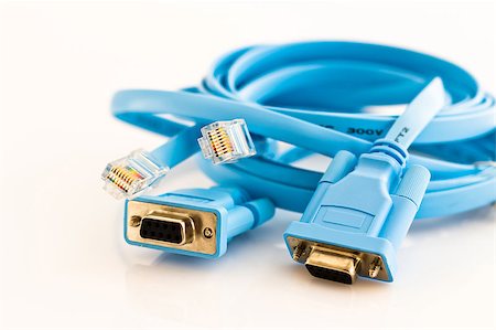 two flat network cable to configure routers, switches and other network devices through the serial port Stock Photo - Budget Royalty-Free & Subscription, Code: 400-05342801