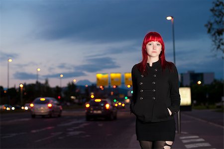 Young sexy girl on street at night Stock Photo - Budget Royalty-Free & Subscription, Code: 400-05343246