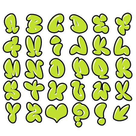 funny green bubble font graffiti alphabet Stock Photo - Budget Royalty-Free & Subscription, Code: 400-05354368