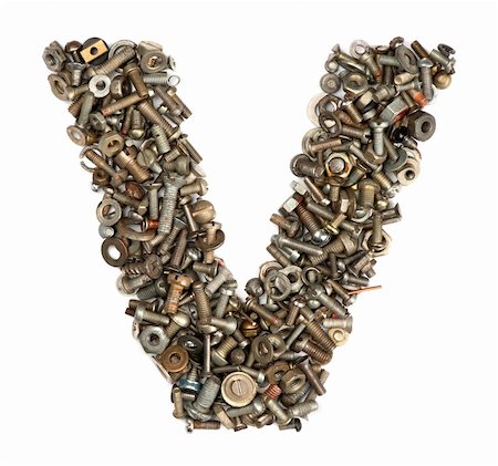 simsearch:400-05354532,k - alphabet made of bolts - The letter v Stock Photo - Budget Royalty-Free & Subscription, Code: 400-05354542