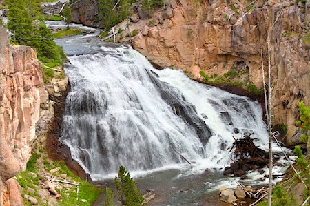 simsearch:400-05705152,k - Gibbon Falls lows through the canyons of Yellowstone National Park in the United States. Stock Photo - Budget Royalty-Free & Subscription, Code: 400-05354864