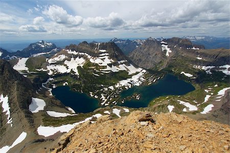 simsearch:400-05705152,k - Hidden Lake of Glacier National Park seen from the summit of Mount Reynolds. Stock Photo - Budget Royalty-Free & Subscription, Code: 400-05356338