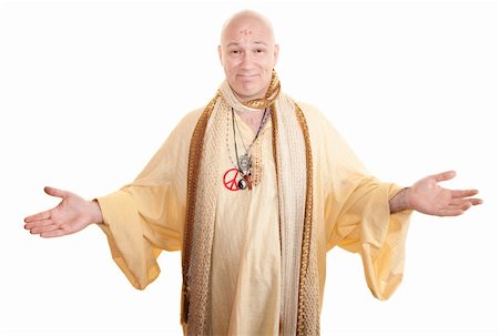 savior - Smiling guru with open arms over white background Stock Photo - Budget Royalty-Free & Subscription, Code: 400-05356853