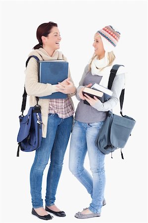 simsearch:400-05357982,k - Two cute students with books prepared for the winter Stock Photo - Budget Royalty-Free & Subscription, Code: 400-05357951