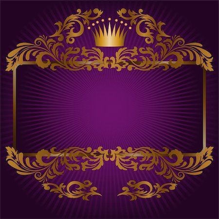 simsearch:400-04400418,k - great frame of gold ornaments and a crown on a purple background Stock Photo - Budget Royalty-Free & Subscription, Code: 400-05358462
