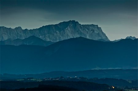 The Zugspitze in Bavaria Germany by night Stock Photo - Budget Royalty-Free & Subscription, Code: 400-05359895