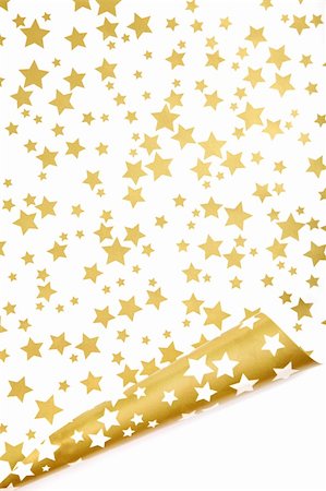 white and gold christmas wrapping paper with stars Stock Photo - Budget Royalty-Free & Subscription, Code: 400-05350260