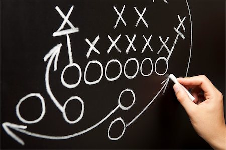 pigskin - Hand drawing a game strategy with white chalk on a blackboard. Stock Photo - Budget Royalty-Free & Subscription, Code: 400-05350585