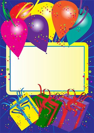 simsearch:400-07748141,k - Happy Birthday Card - Balloons and Gift Boxes Foto de stock - Super Valor sin royalties y Suscripción, Código: 400-05350952