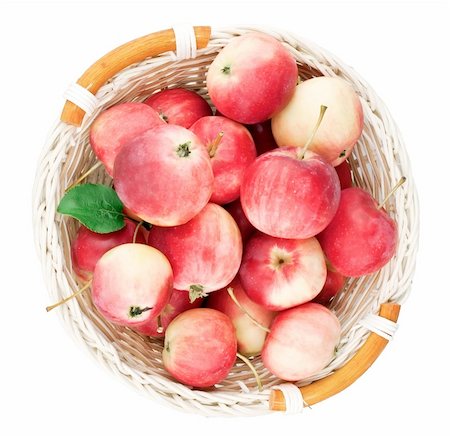simsearch:400-07096505,k - Red mini apples in basket isolated on white background Stock Photo - Budget Royalty-Free & Subscription, Code: 400-05352028