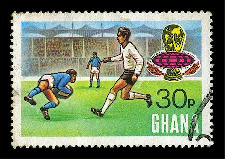soccer retro designs - GHANA - CIRCA 1974. Vintage canceled postage stamp for the world football cup in Munich with soccer match in stadium illustration, circa 1974. Stock Photo - Budget Royalty-Free & Subscription, Code: 400-05352444